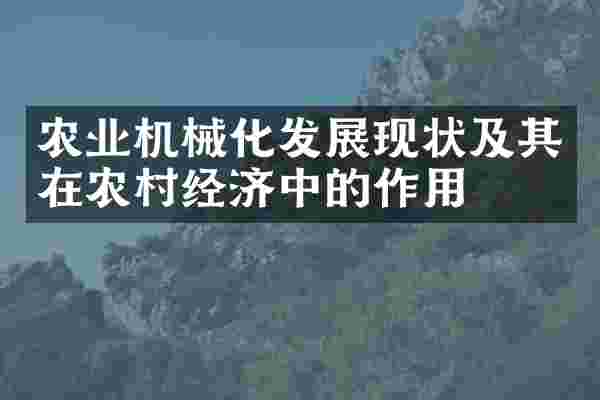农业机械化发展现状及其在农村经济中的作用