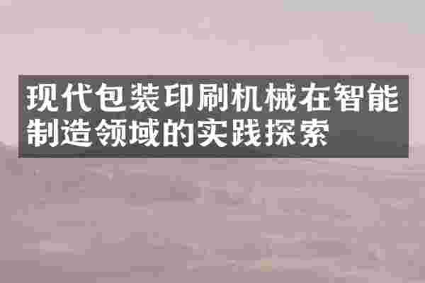 现代包装印刷机械在智能制造领域的实践探索