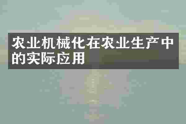 农业机械化在农业生产中的实际应用
