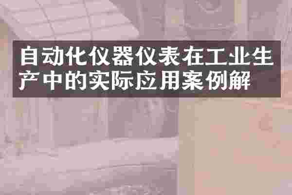 自动化仪器仪表在工业生产中的实际应用案例解析