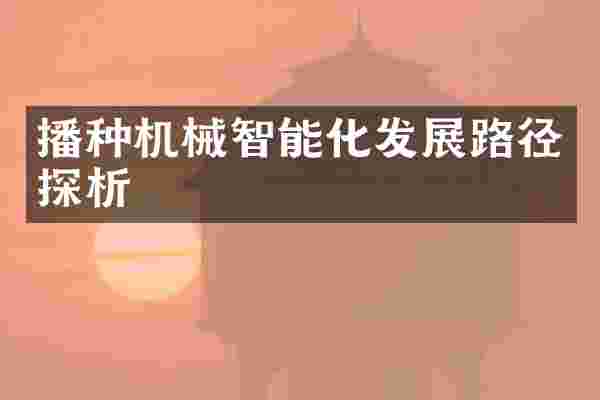 播种机械智能化发展路径探析