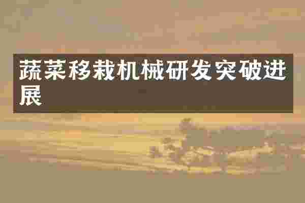 蔬菜移栽机械研发突破进展